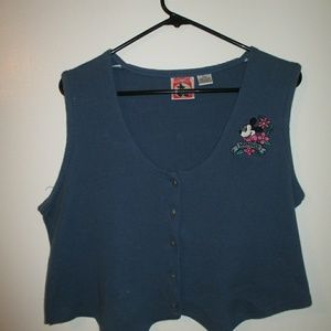 vintage, blue, minnie mouse vest